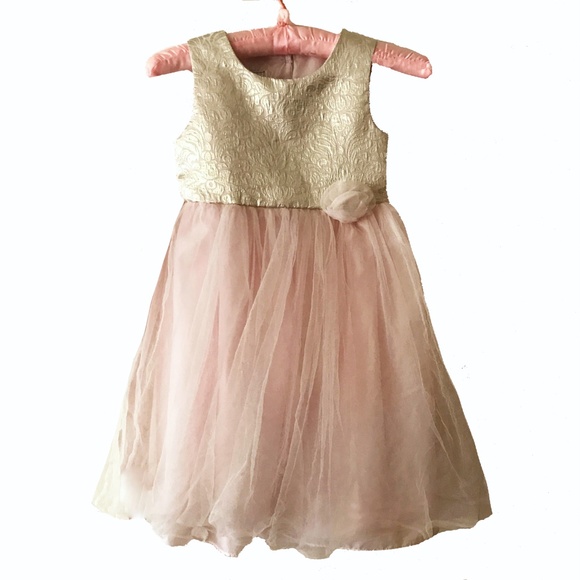 MARMELLATA GIRL'S PINK AND GOLD CHIFFON PARTY DRESS SIZE 6X - Picture 1 of 8